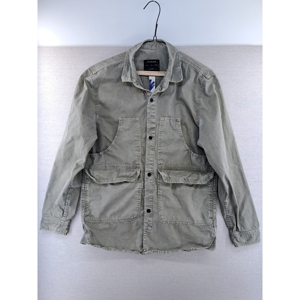 Zara 04 Overshirt Jacket Mens Large Green Man Denim Utility Workwear Military